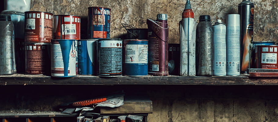 household hazardous waste on a shelf