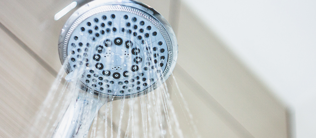 A showerhead sprinkling