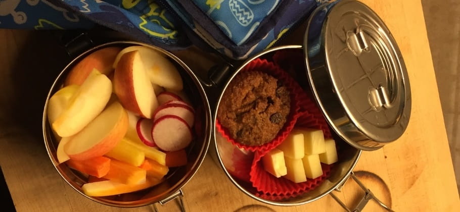 Lunch packaged in reusable containers