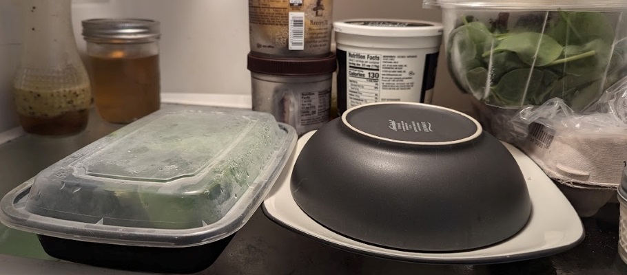 Creative food storage in the fridge.