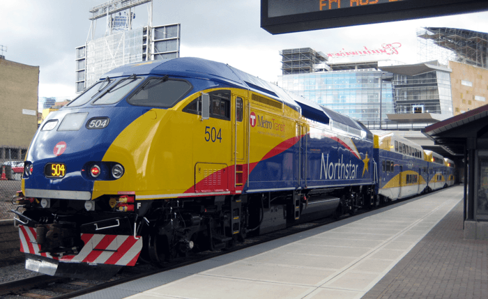 A photo of a Northstar Commuter Train at the station.